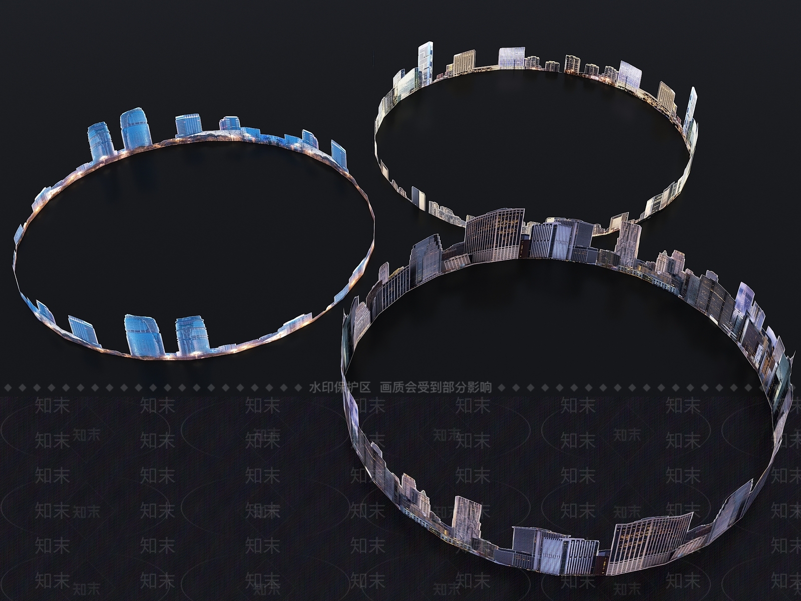 现代夜景背建筑贴图3D模型下载【ID:1156151750】