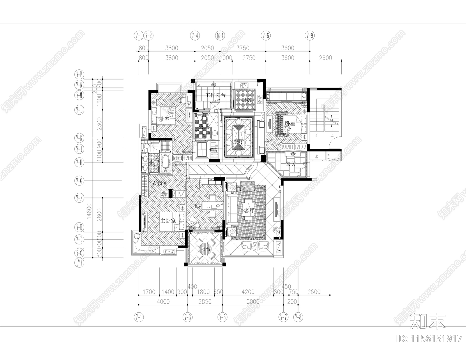 欧式古典风格别墅大宅平面布置图施工图下载【ID:1156151917】