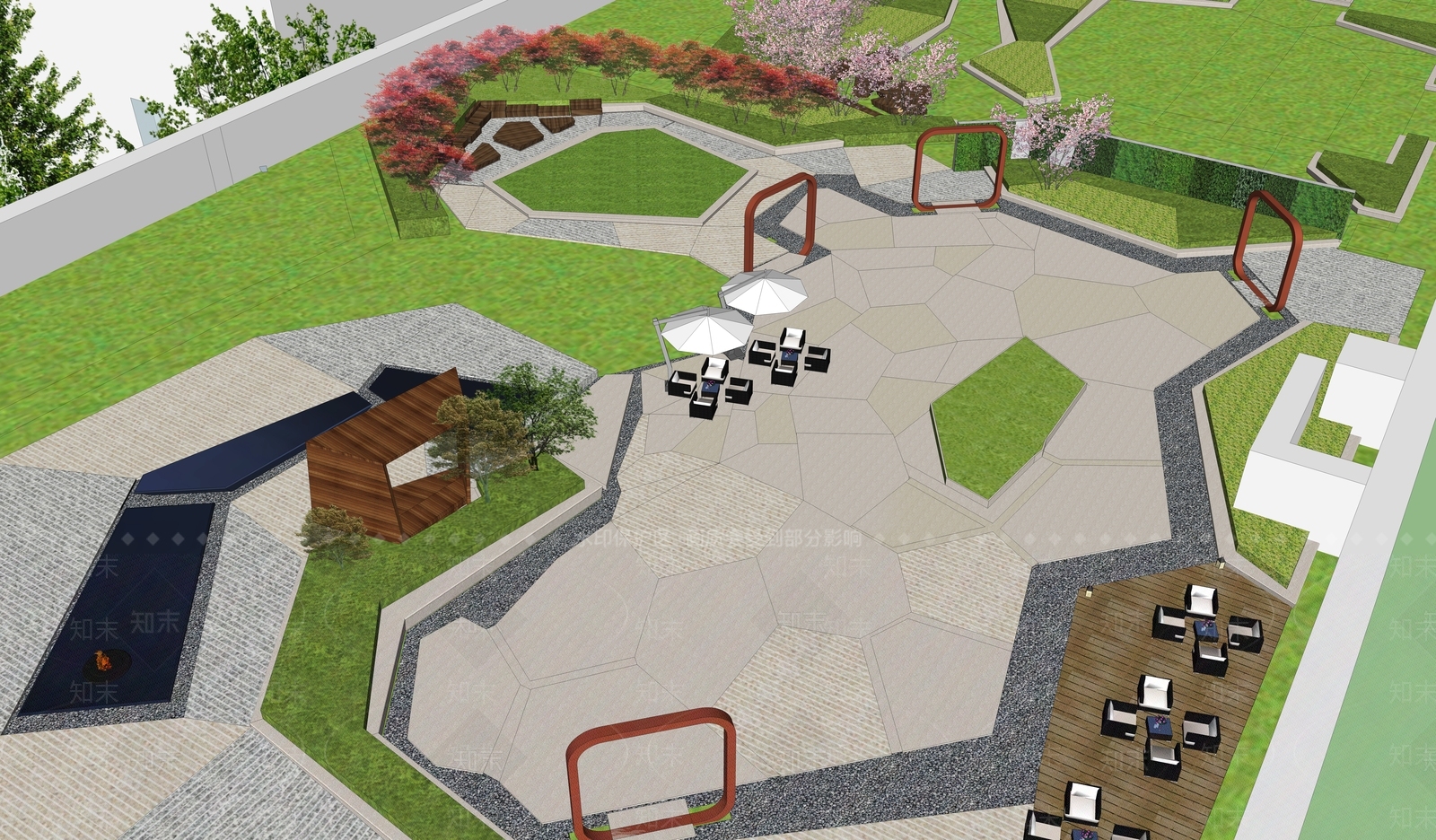 现代办公景观SU模型下载【ID:1156159992】