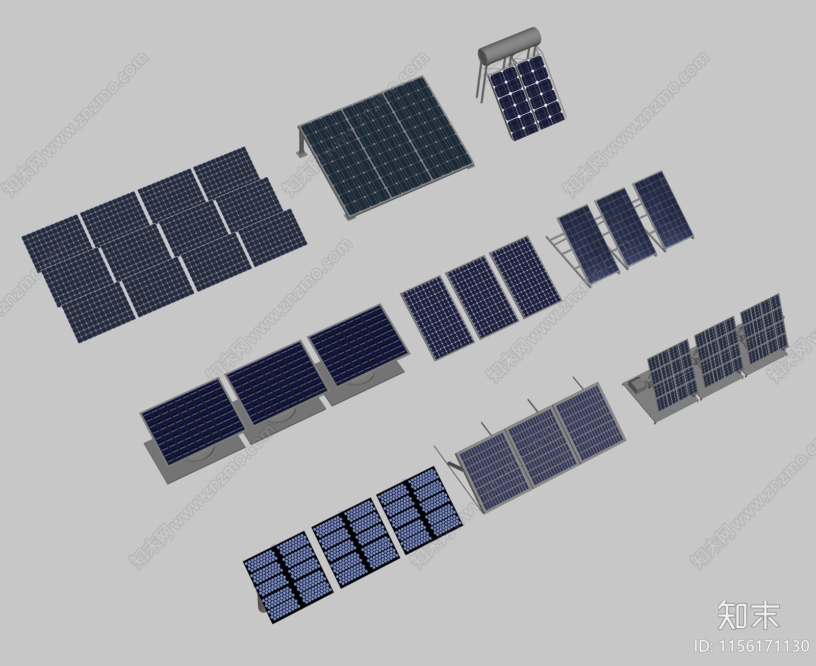 太阳能光伏板SU模型下载【ID:1156171130】