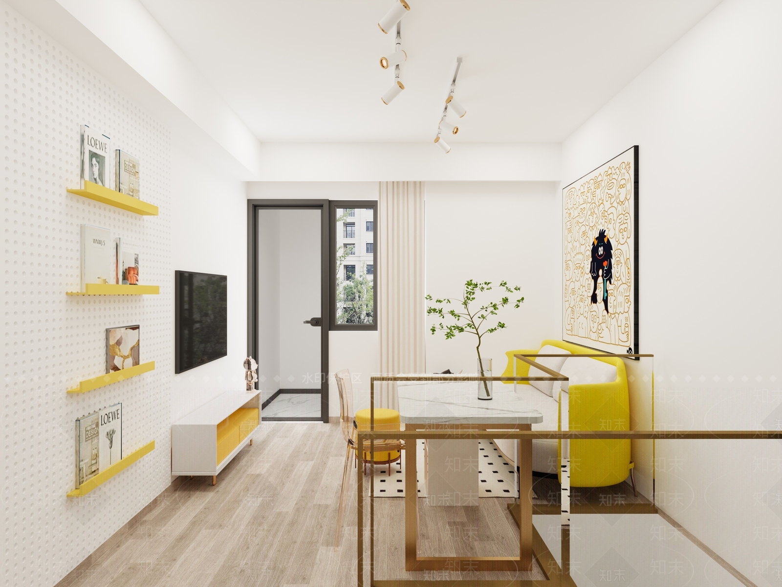 现代loft客厅3D模型下载【ID:1156172518】