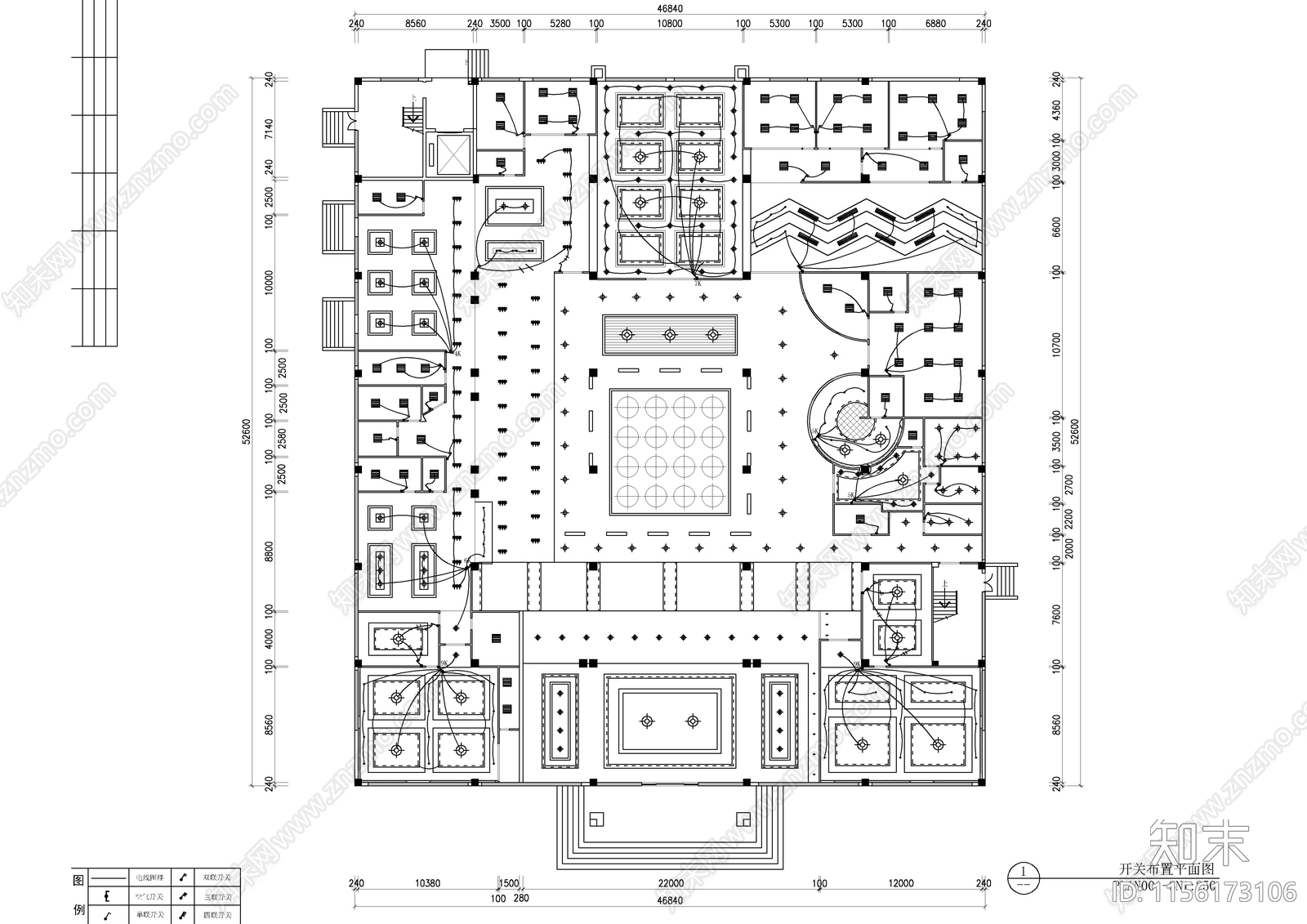 豪华办公室室内装修cad施工图下载【ID:1156173106】
