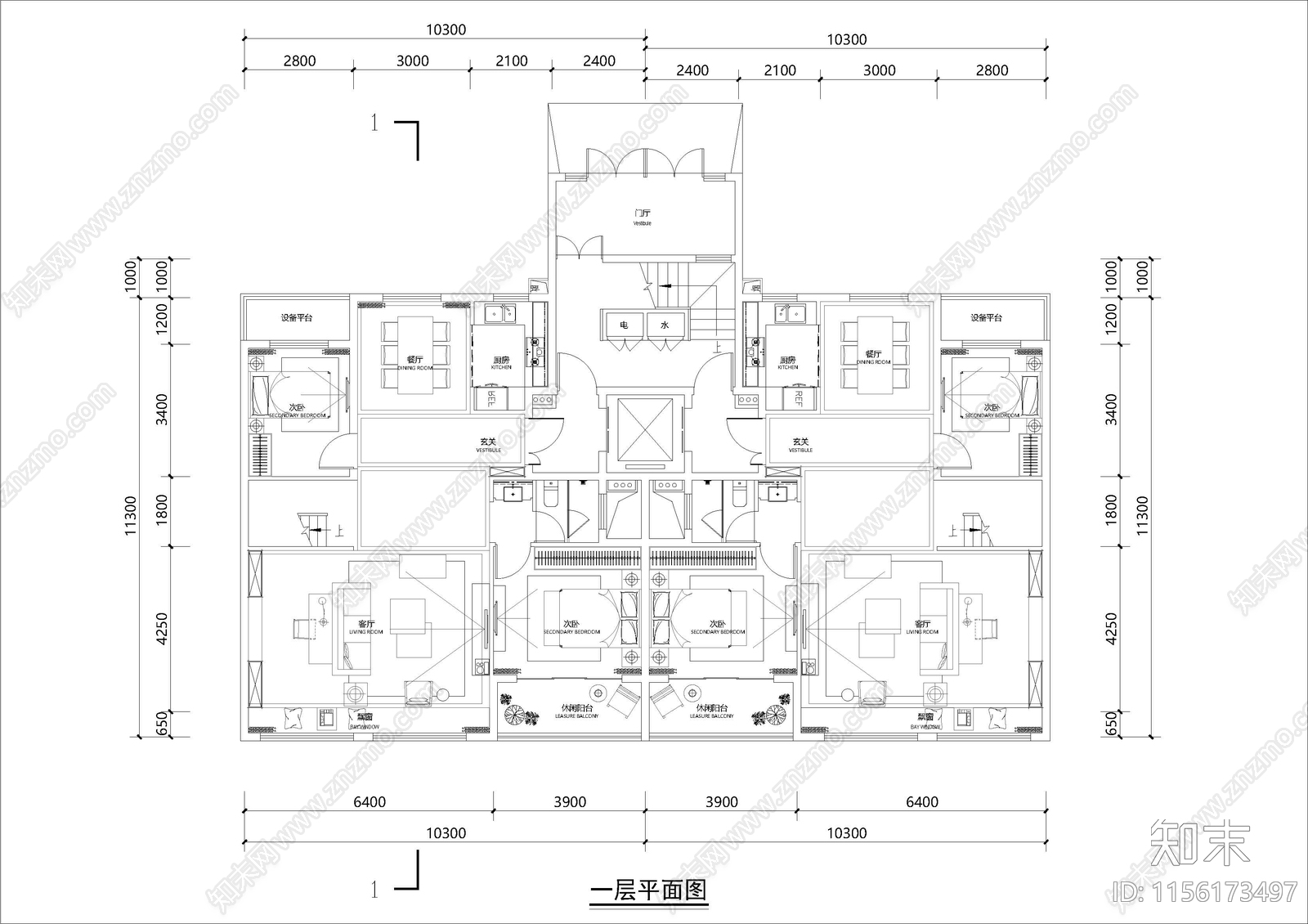 现代风格叠墅cad施工图下载【ID:1156173497】