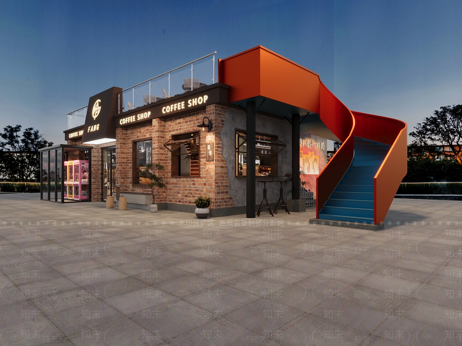 工业风咖啡店门头3D模型下载【ID:1156174954】