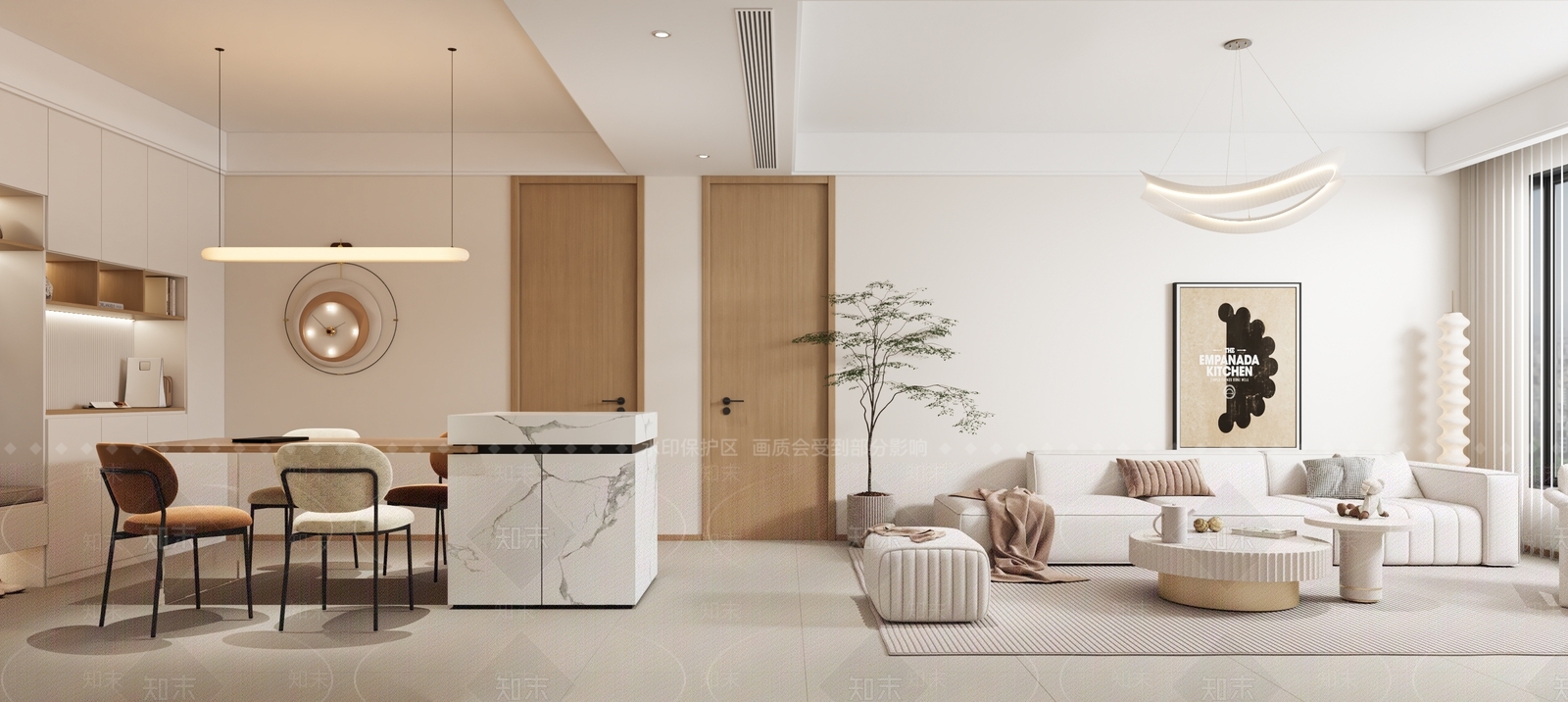岩板岛台餐桌椅3D模型下载【ID:1227476568】