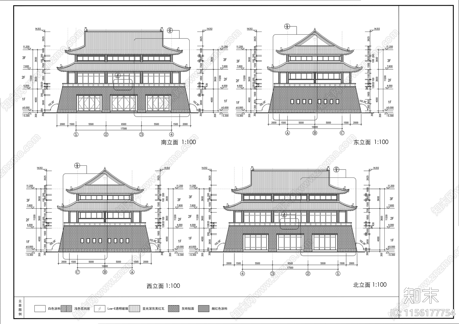 2层中式展厅建筑图纸cad施工图下载【ID:1156177754】