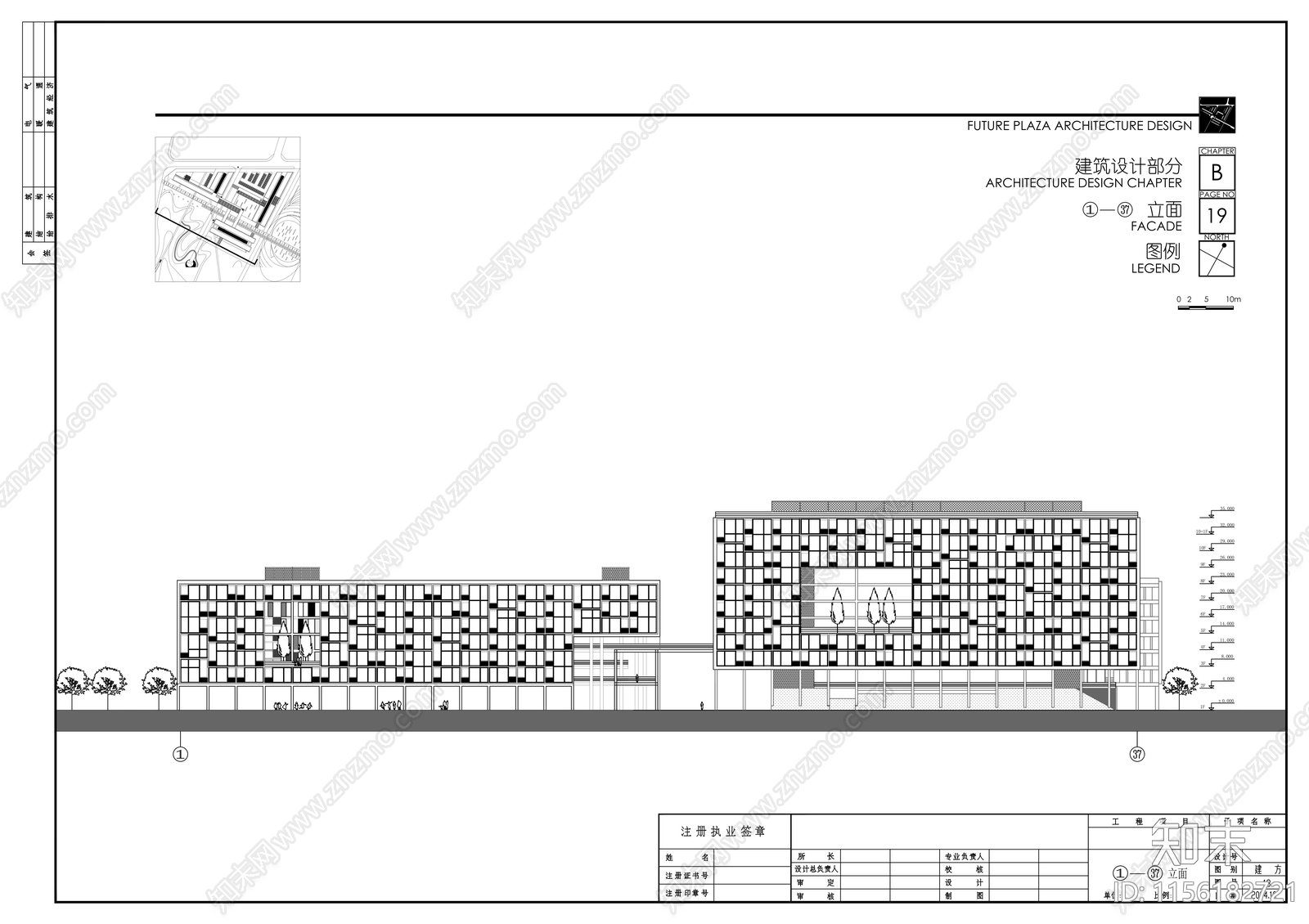 24米玻璃幕墙商业综合体广场建筑图cad施工图下载【ID:1156182721】