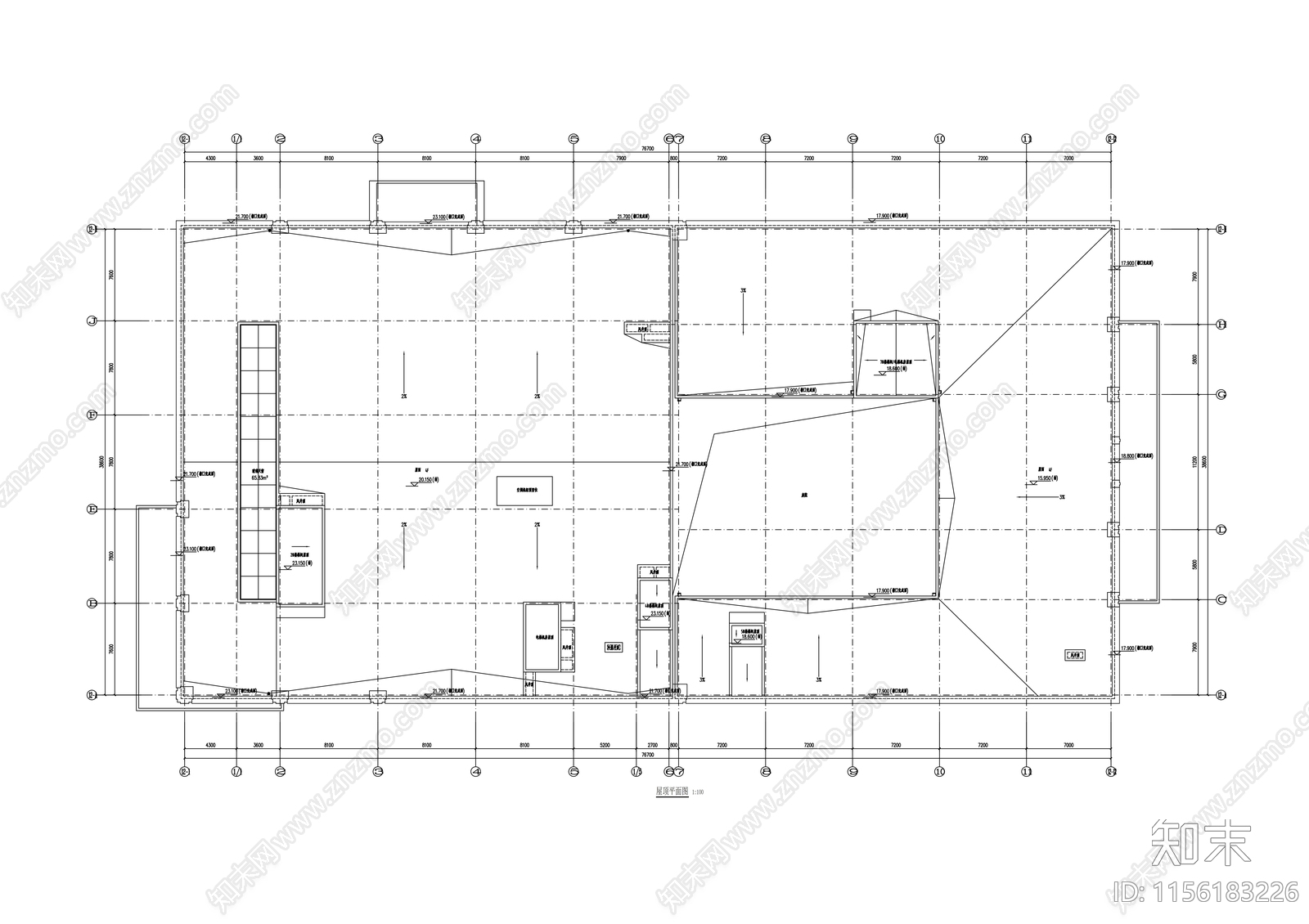 高层多功能社区农贸市场建筑图cad施工图下载【ID:1156183226】