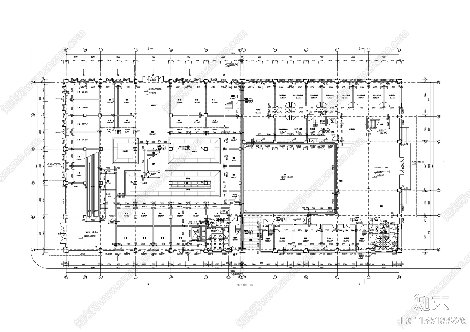 高层多功能社区农贸市场建筑图cad施工图下载【ID:1156183226】