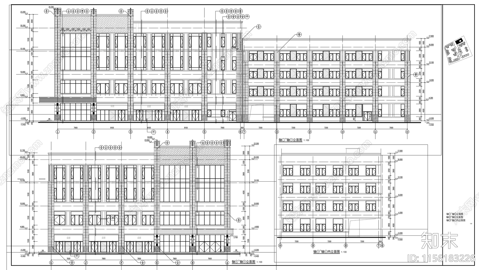 高层多功能社区农贸市场建筑图cad施工图下载【ID:1156183226】