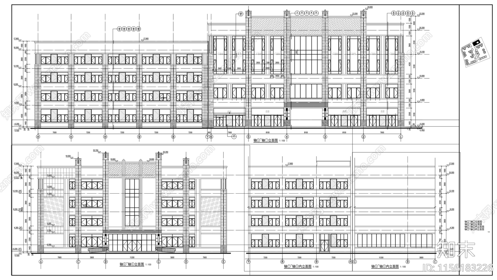 高层多功能社区农贸市场建筑图cad施工图下载【ID:1156183226】