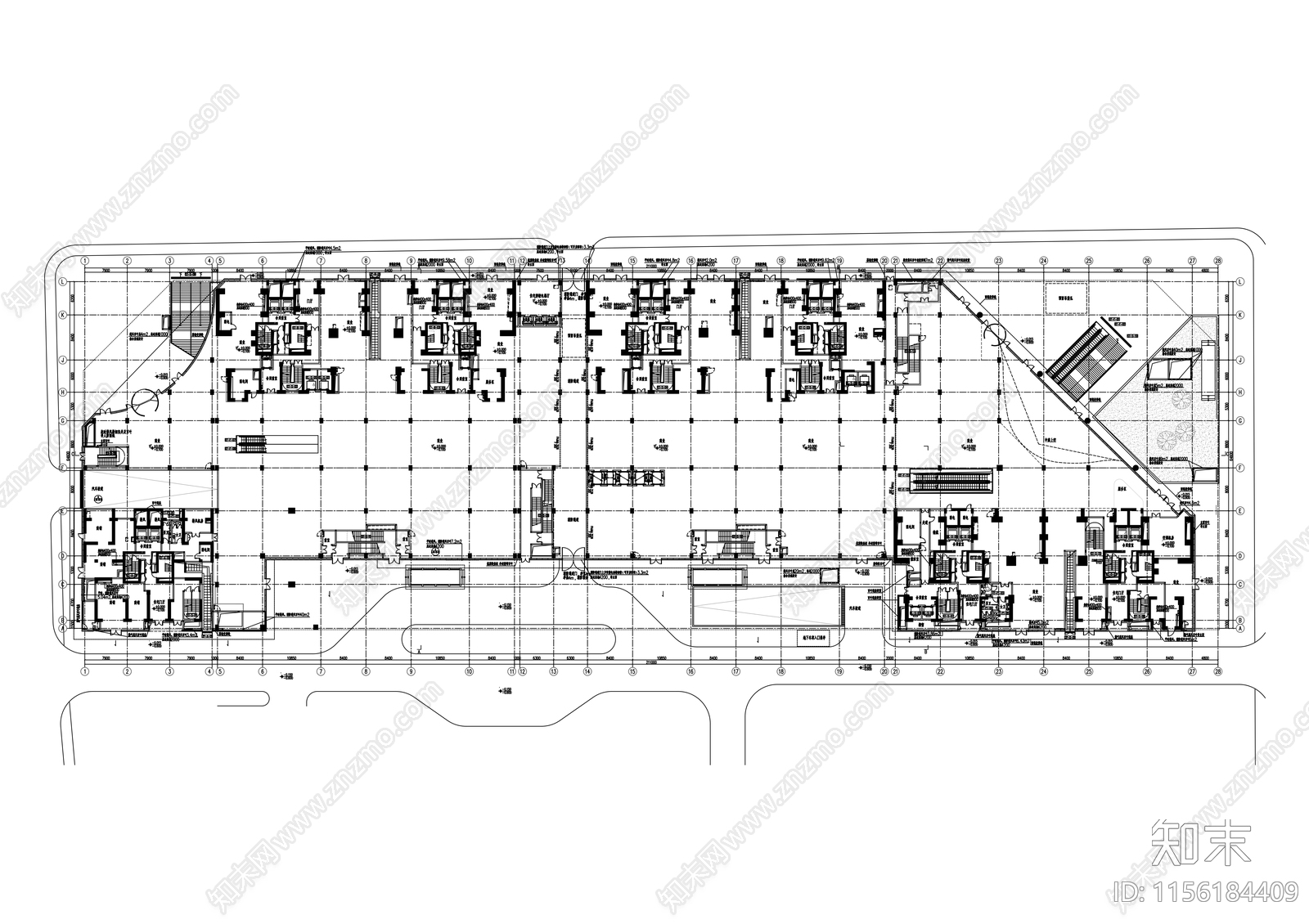 高层商业综合体建筑cad施工图下载【ID:1156184409】