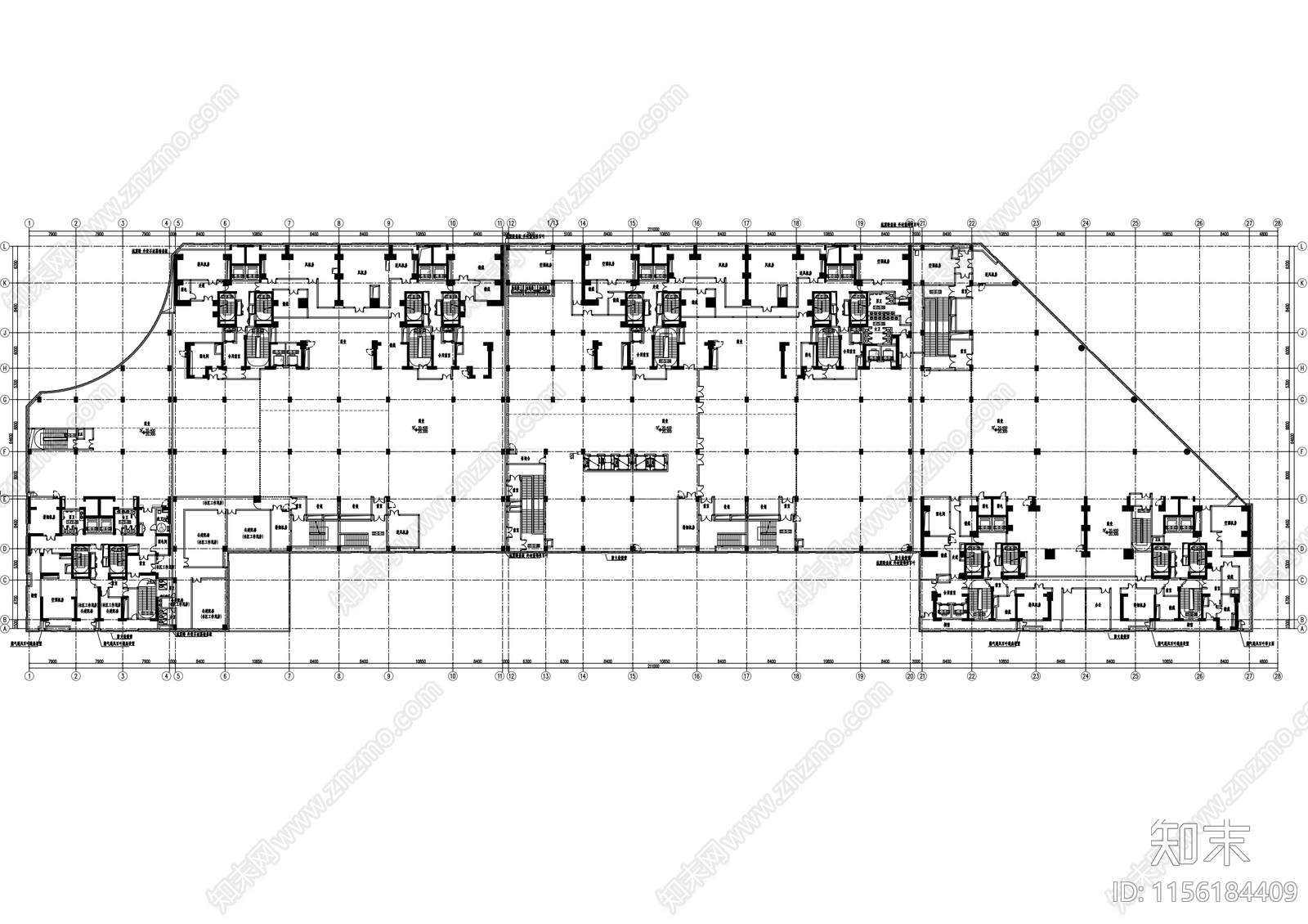 高层商业综合体建筑cad施工图下载【ID:1156184409】