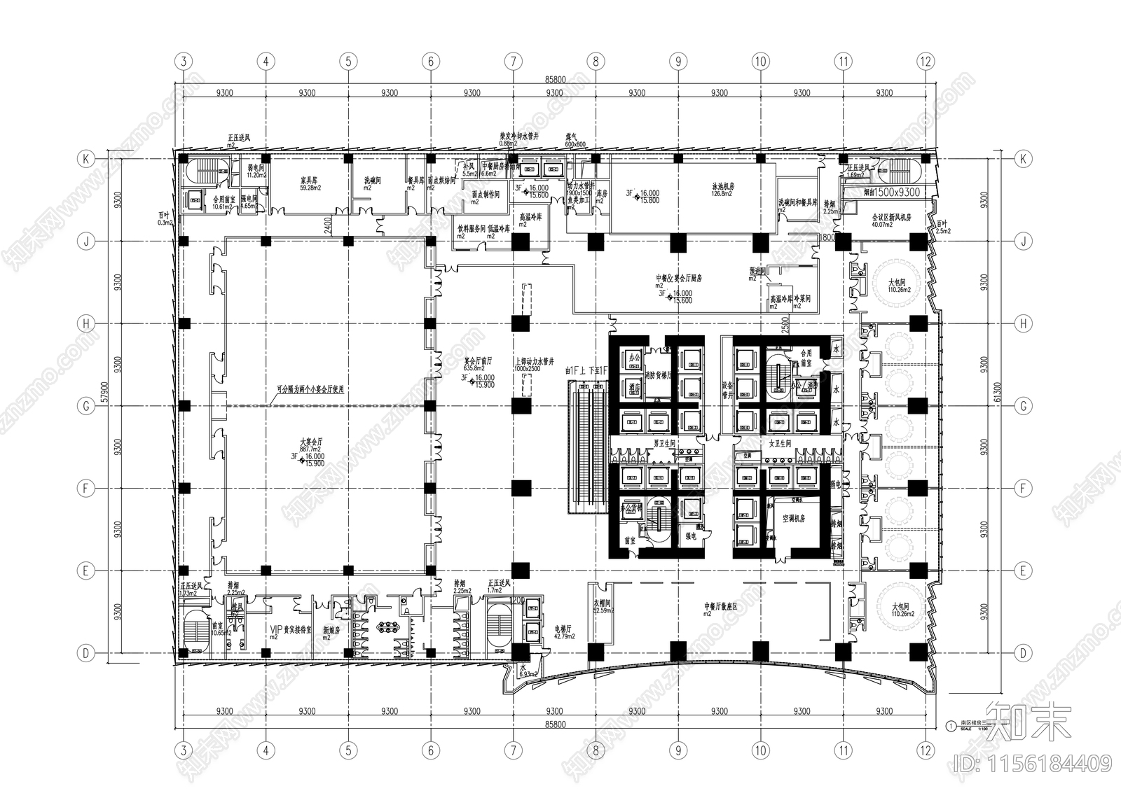 高层商业综合体建筑cad施工图下载【ID:1156184409】