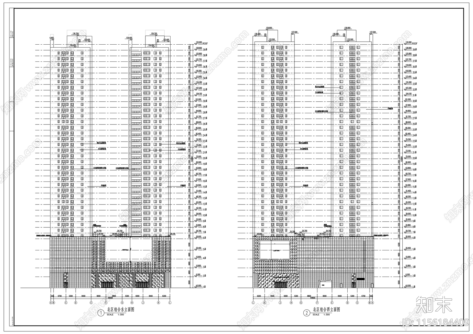 高层商业综合体建筑cad施工图下载【ID:1156184409】