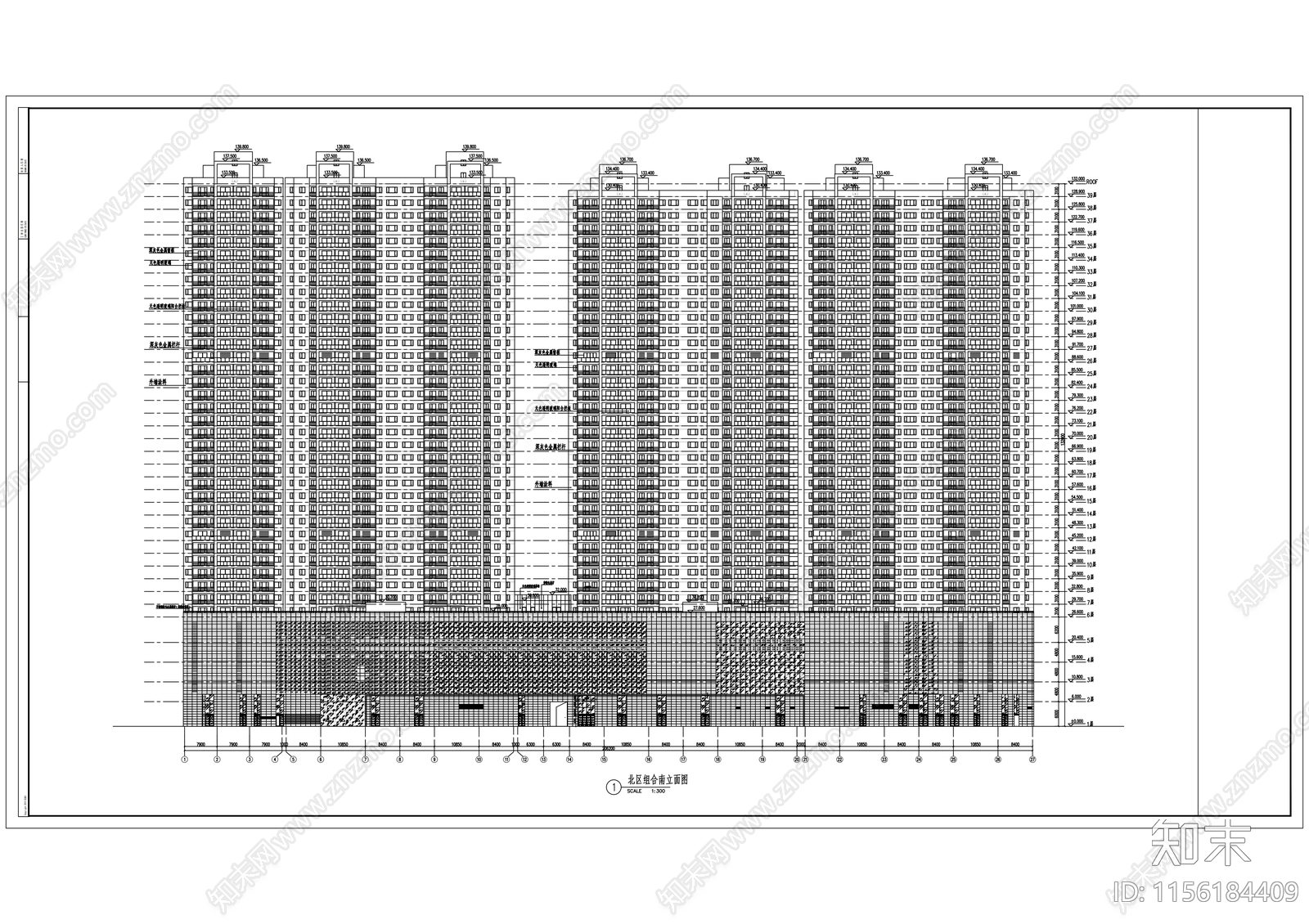 高层商业综合体建筑cad施工图下载【ID:1156184409】