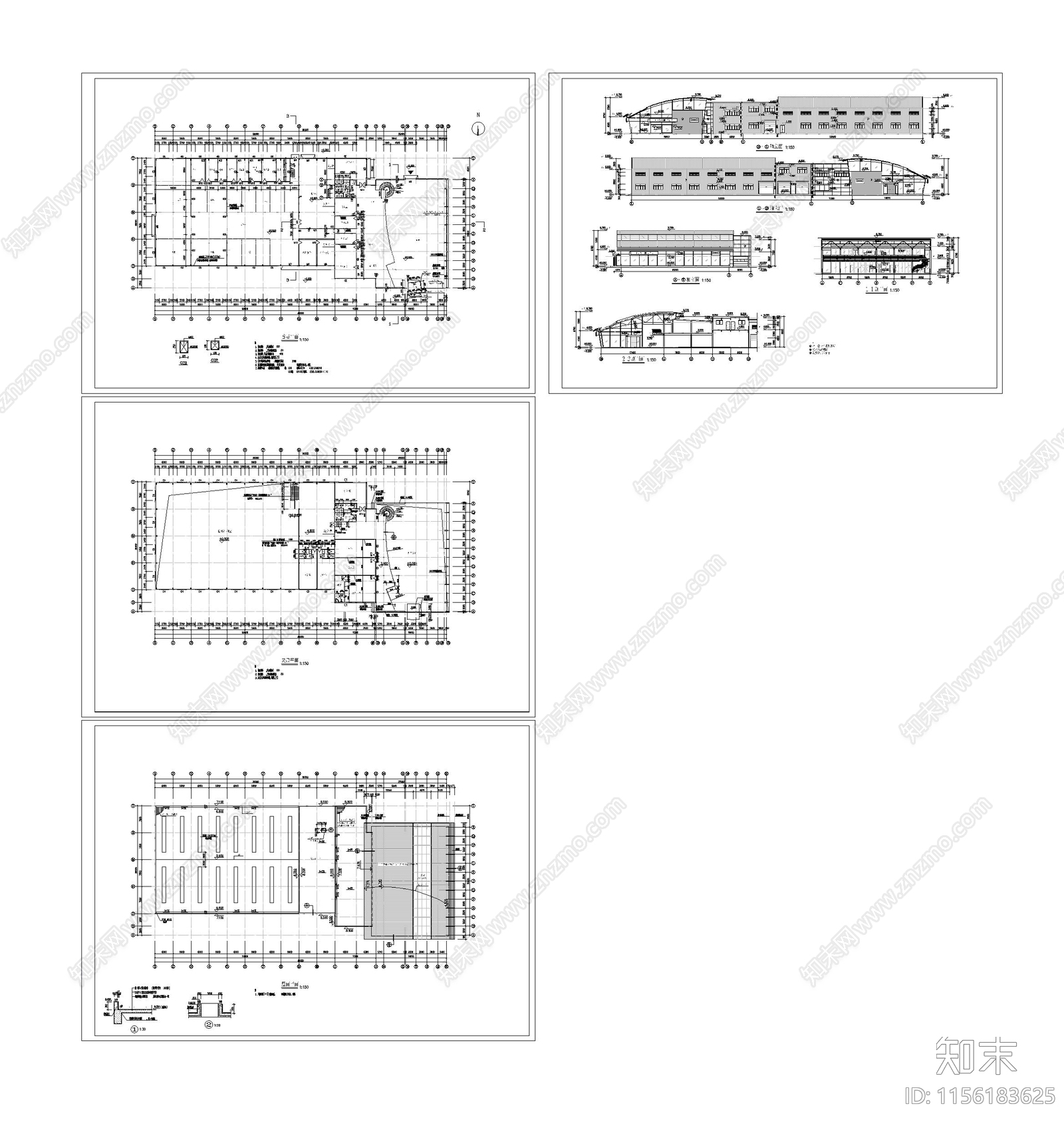 奥迪汽车4S店施工图下载【ID:1156183625】