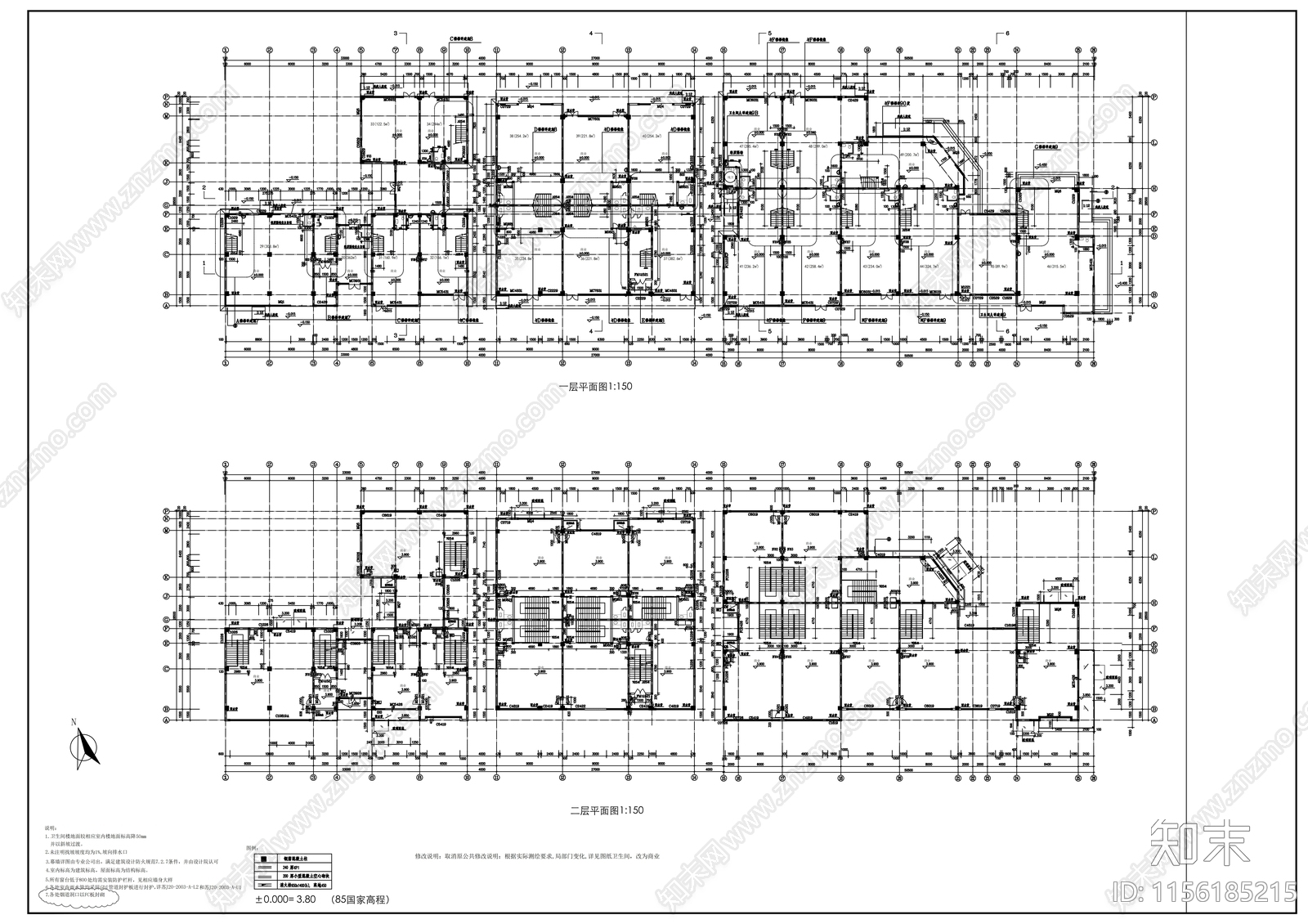 两层商业街建筑cad施工图下载【ID:1156185215】