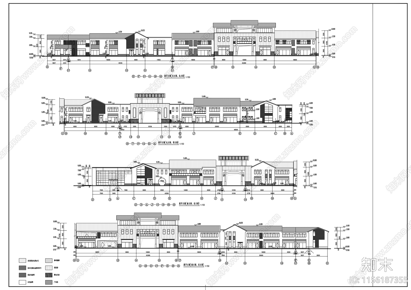 中式商业街建筑cad施工图下载【ID:1156187355】