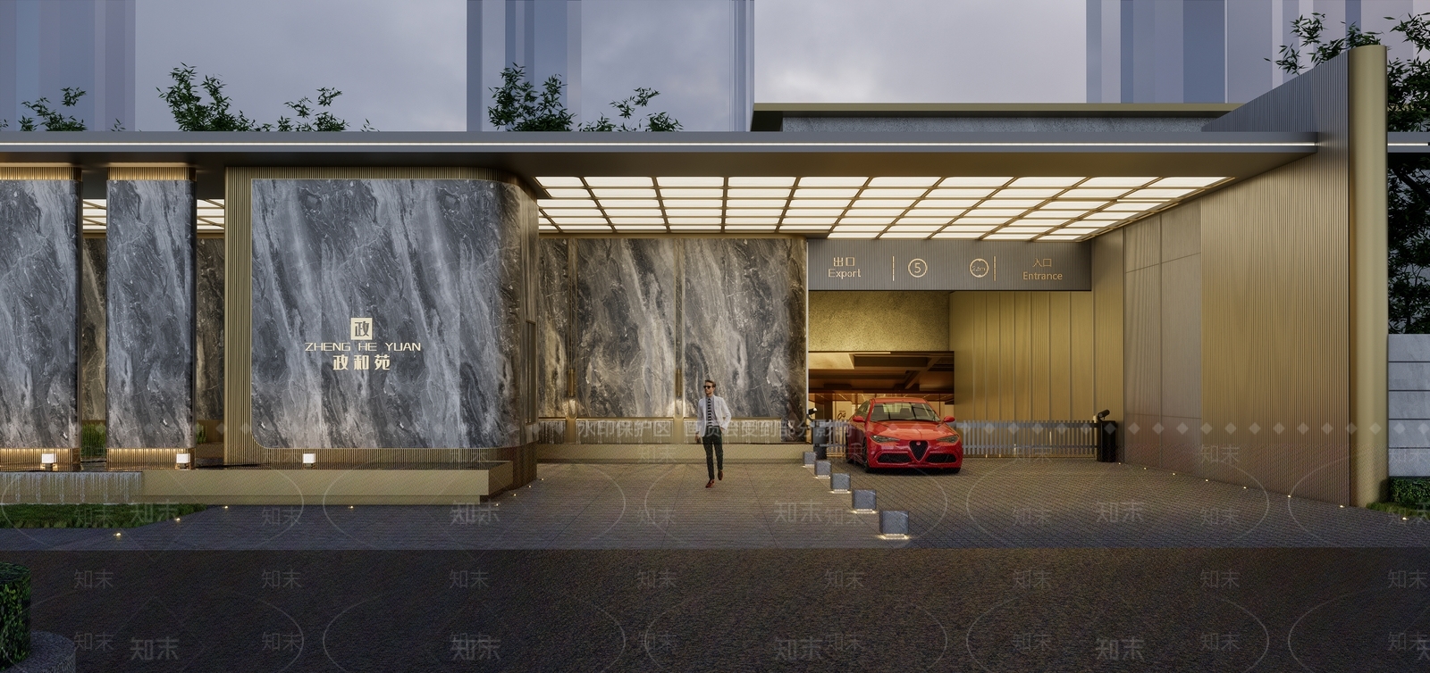 现代高端小区大门SU模型下载【ID:1156187526】