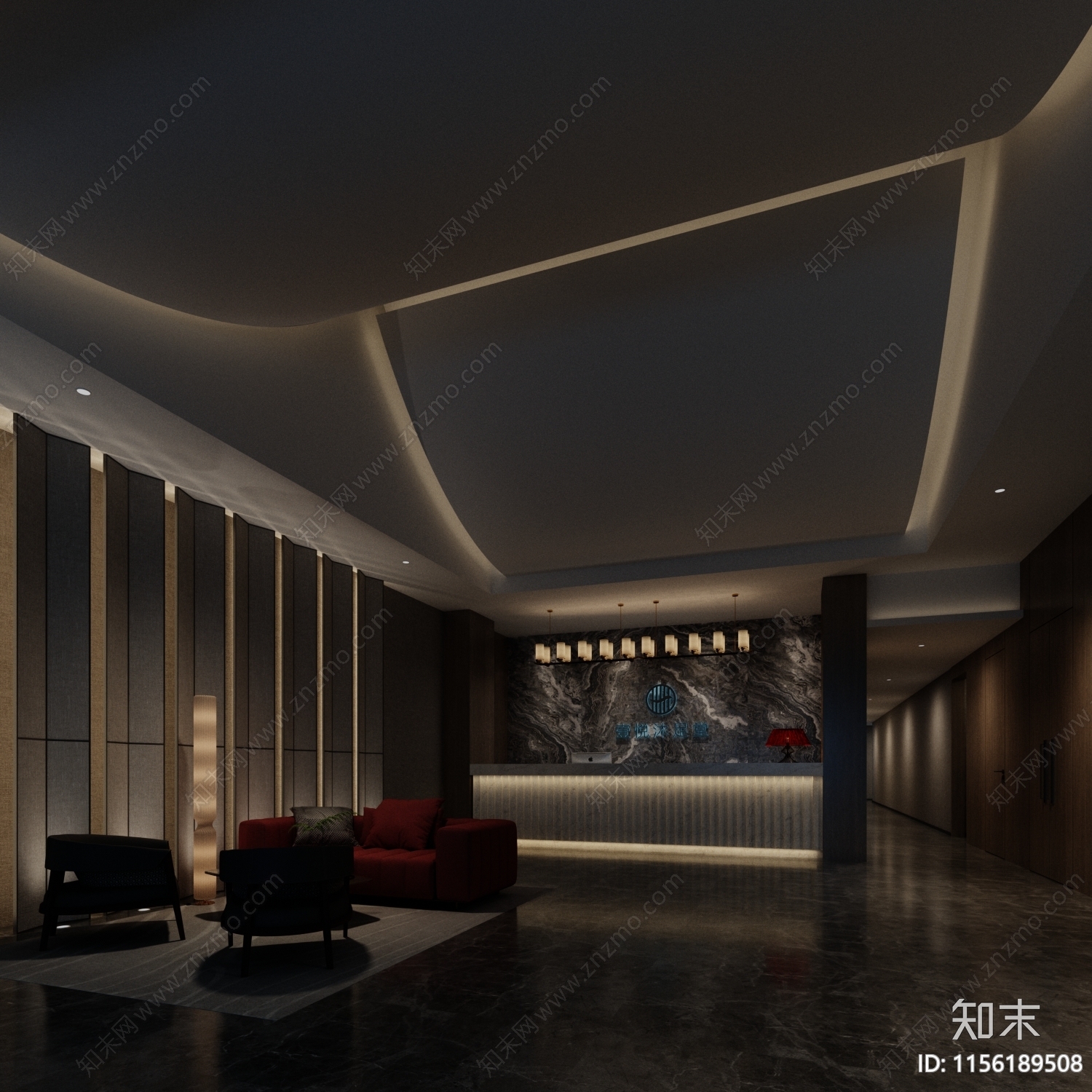 新中式足浴会所前台3D模型下载【ID:1156189508】