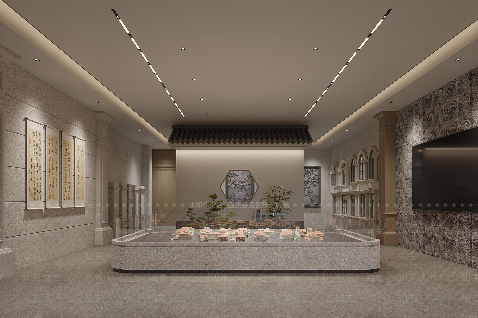 新中式售楼处3D模型下载【ID:1156190327】