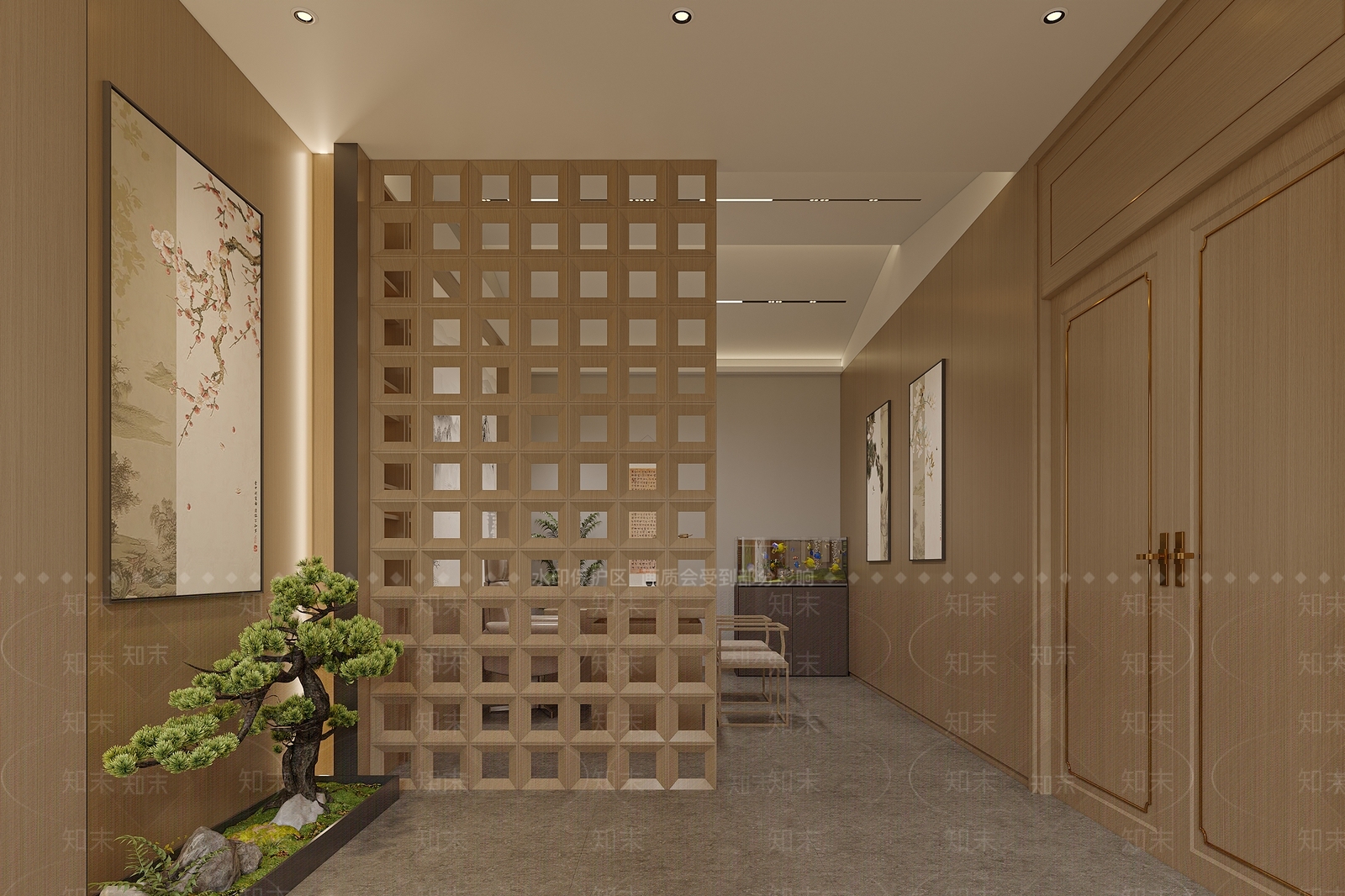 新中式售楼处3D模型下载【ID:1156190327】