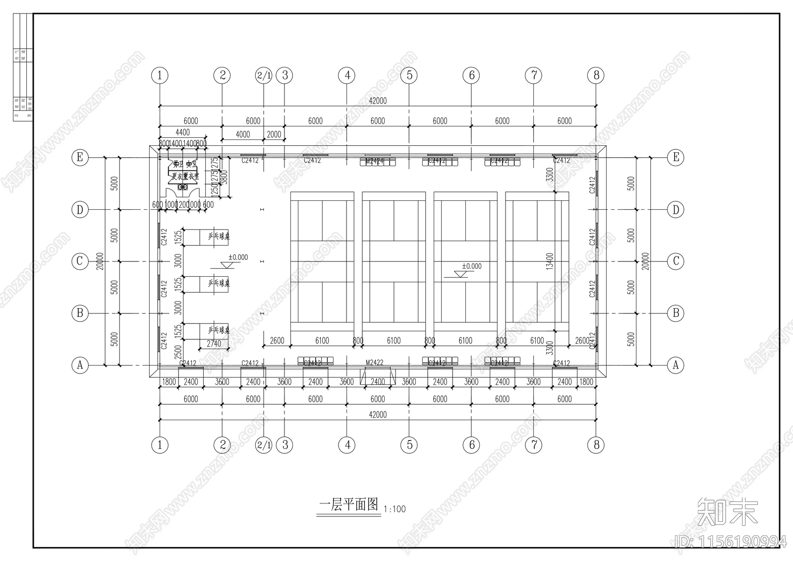 单层羽毛球馆施工图下载【ID:1156190994】