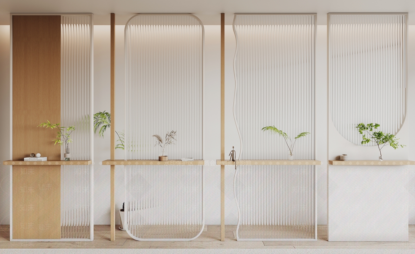 现代奶油风屏风隔断SU模型下载【ID:1156193451】