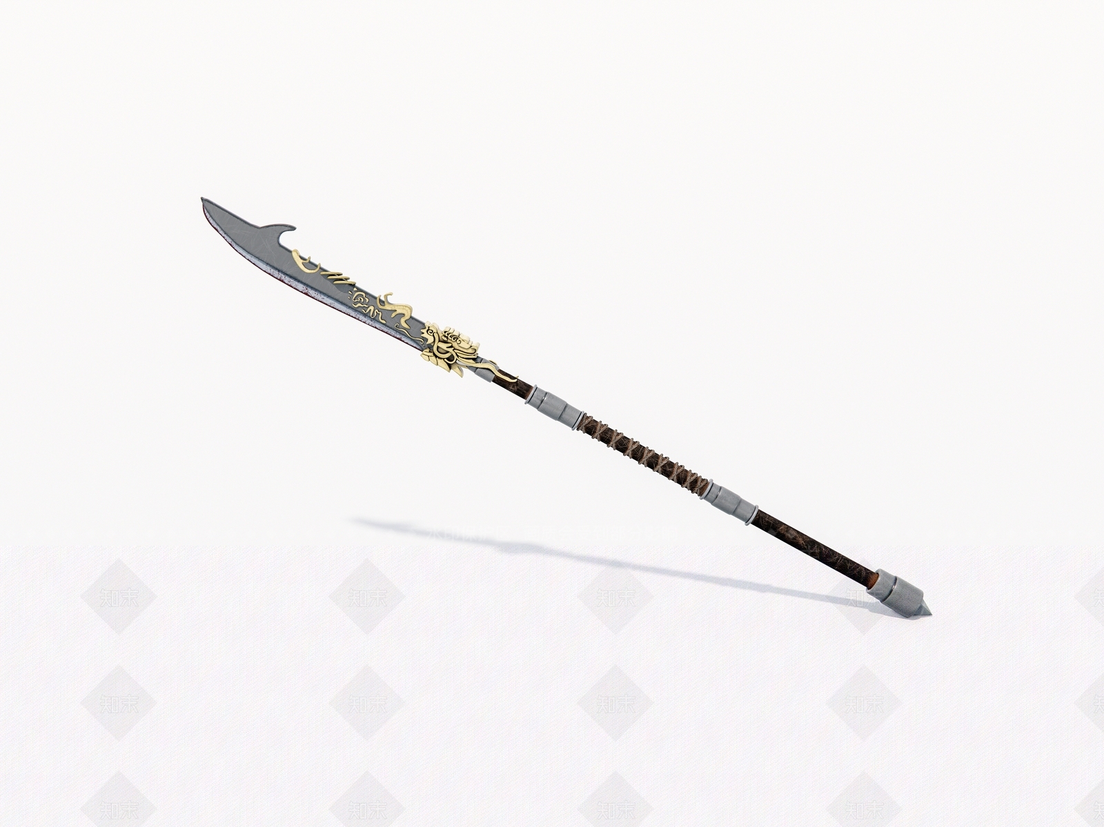 中式青龙偃月刀3D模型下载【ID:1156193446】