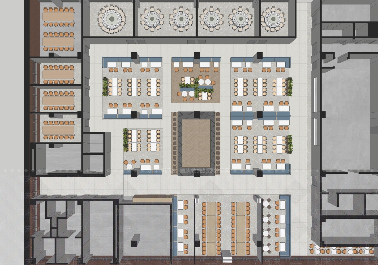 现代大食堂SU模型下载【ID:1156193334】