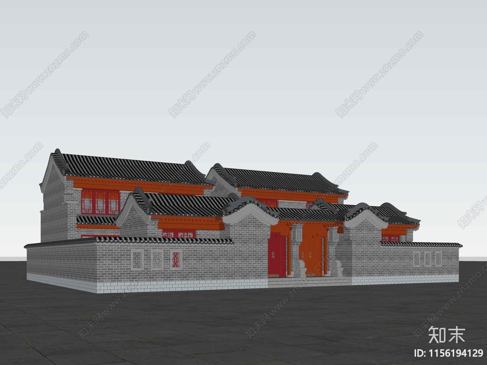 中式建筑SU模型下载【ID:1156194129】