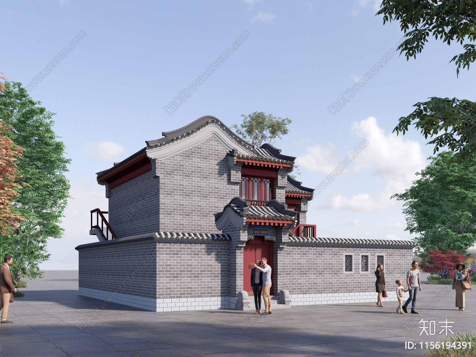 中式建筑SU模型下载【ID:1156194391】