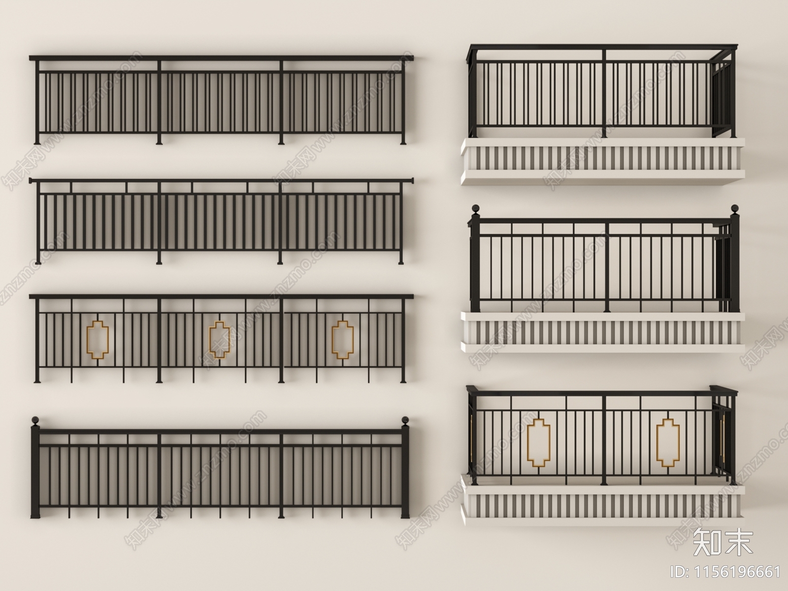 现代栏杆3D模型下载【ID:1156196661】
