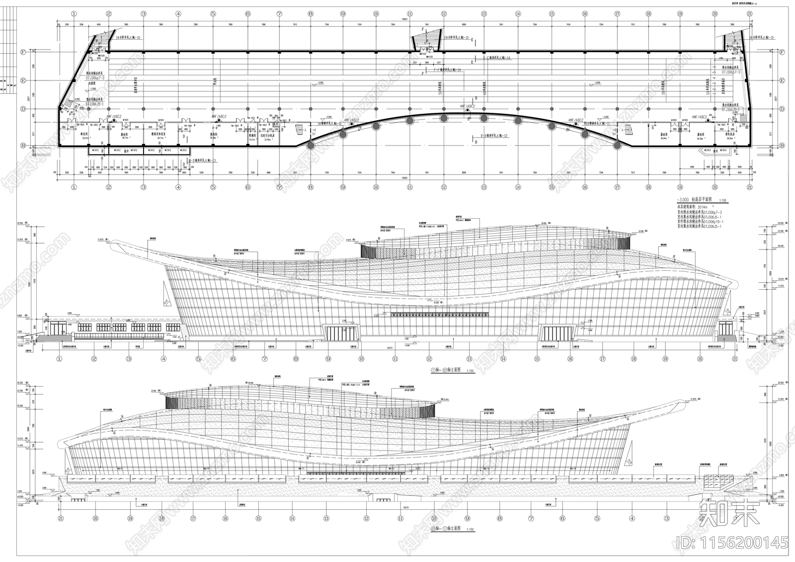 网架结构乙级室内田径馆建施工图下载【ID:1156200145】