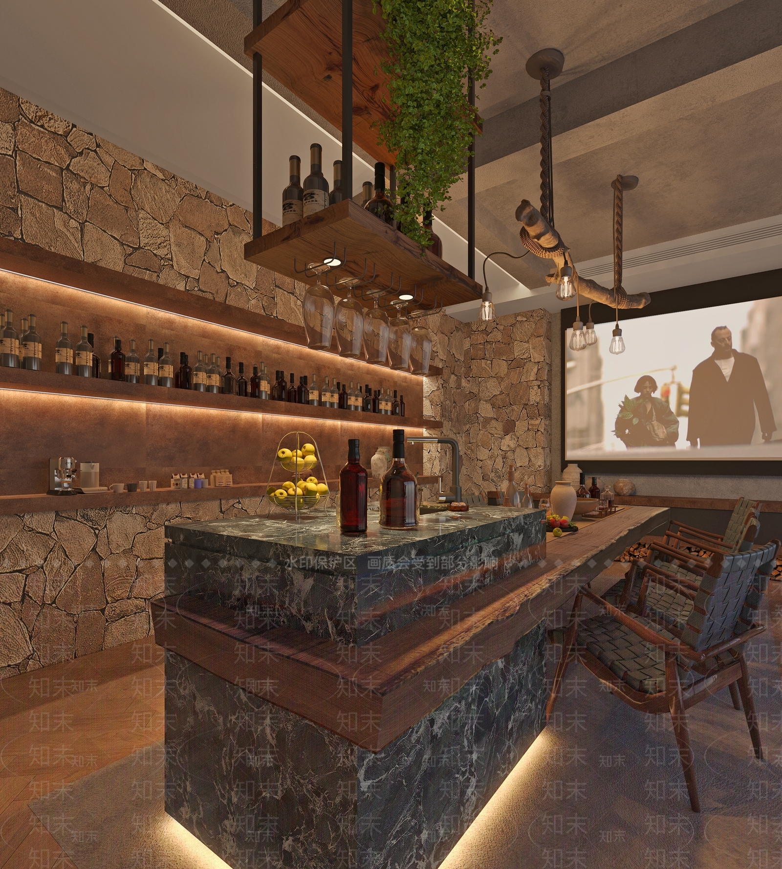 美式酒吧台3D模型下载【ID:1156200856】