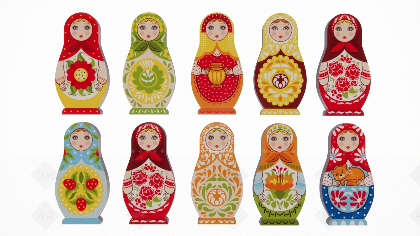 现代2D俄罗斯旅游文化景点舞蹈建筑剪影3D模型下载【ID:1156203000】