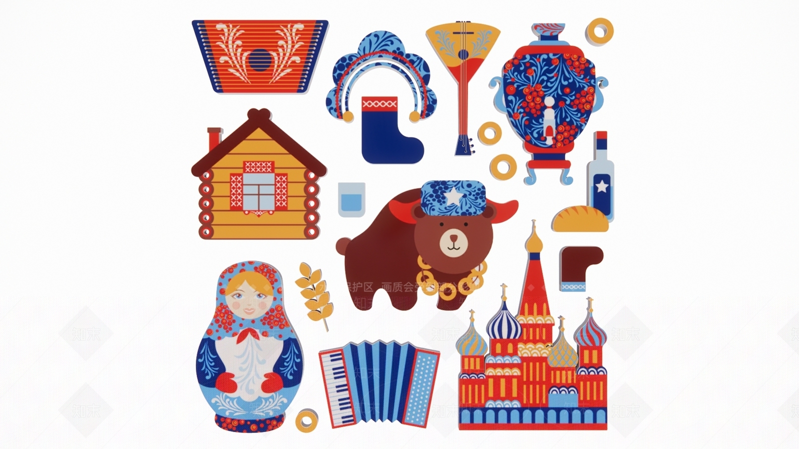 现代2D俄罗斯旅游文化景点舞蹈建筑剪影3D模型下载【ID:1156203447】