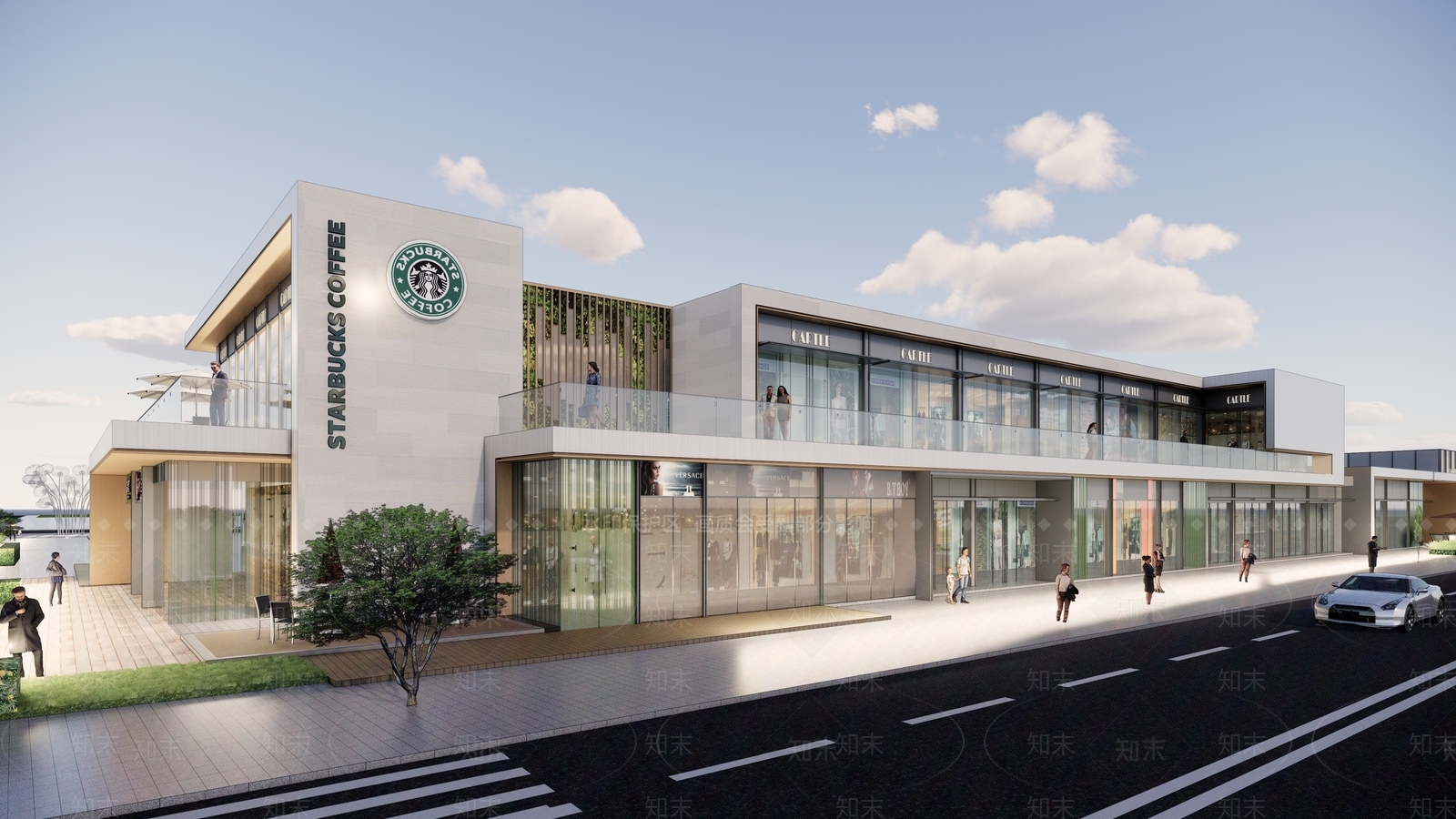 龙湖现代风格露台沿街商业SU模型下载【ID:1156203599】