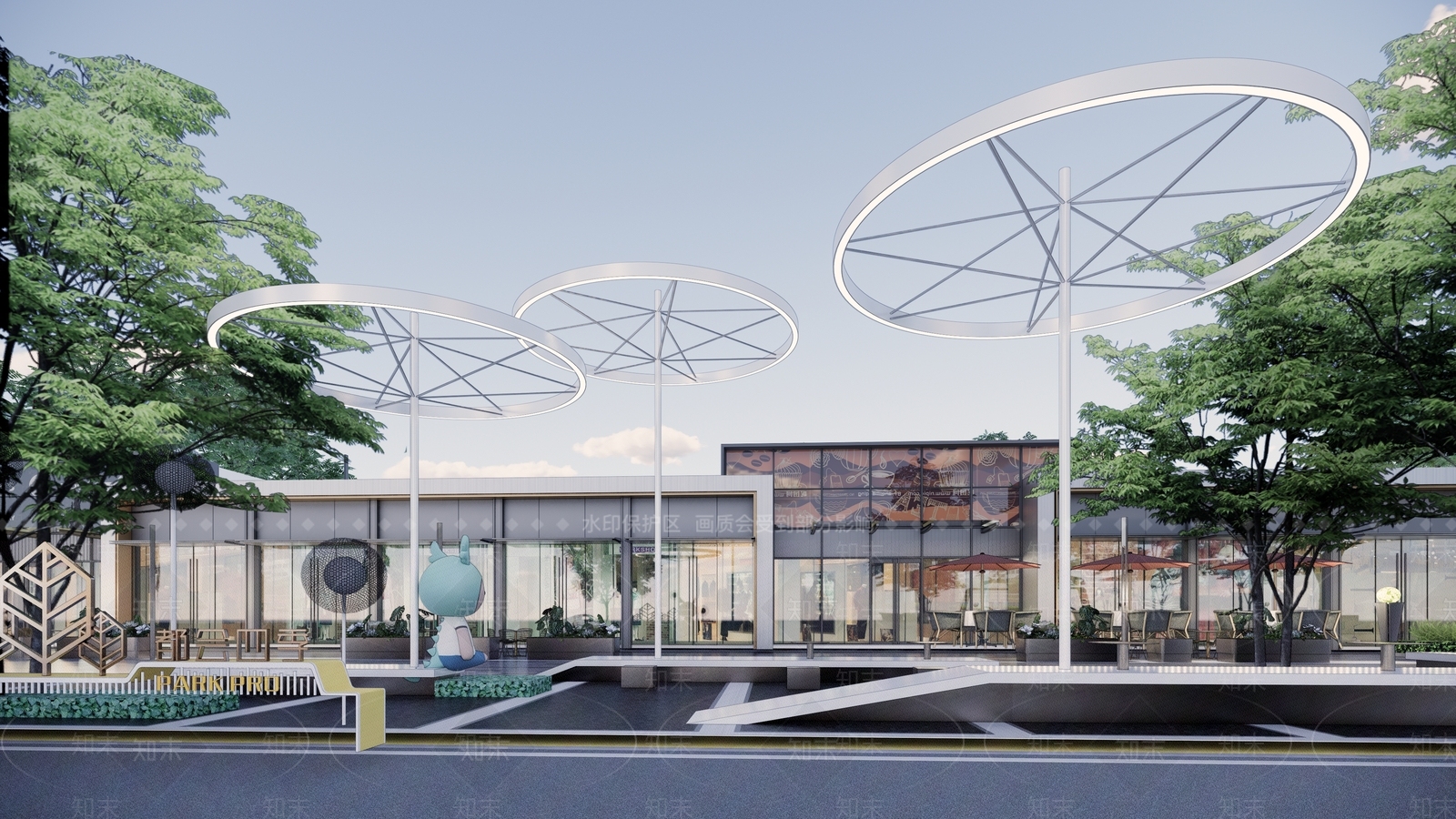 龙湖现代风格1层沿街商业SU模型下载【ID:1156204805】