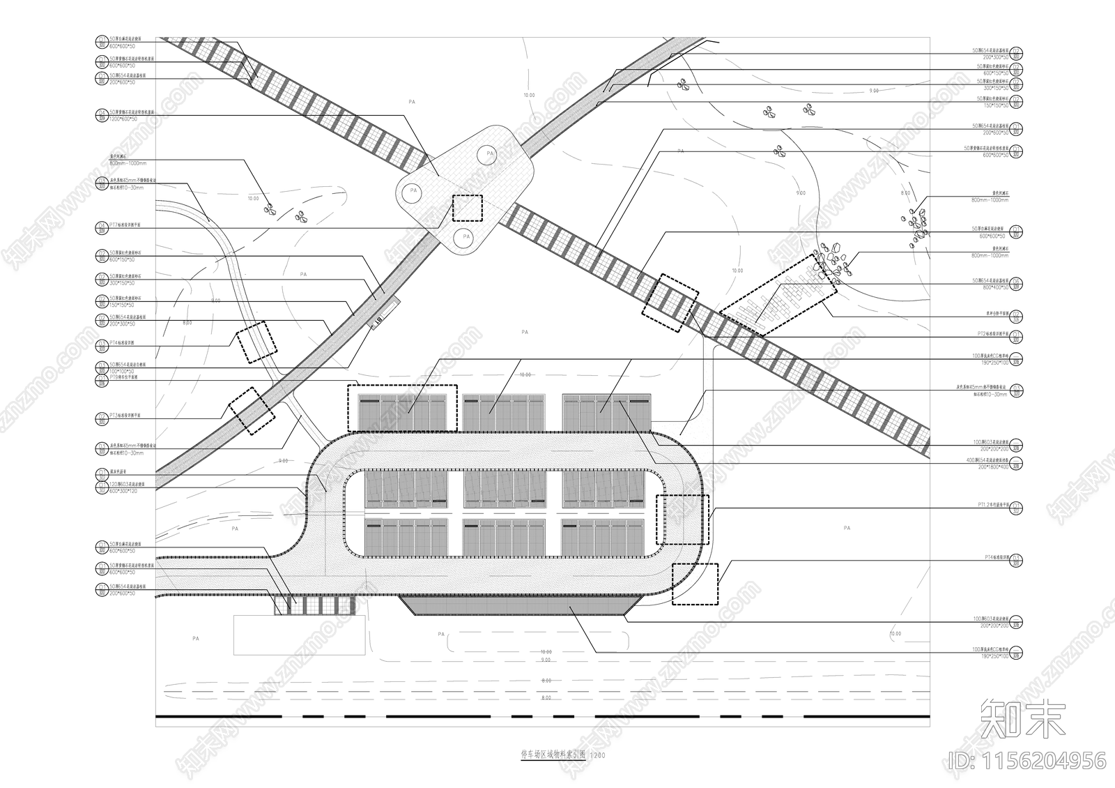 户外停车场cad施工图下载【ID:1156204956】