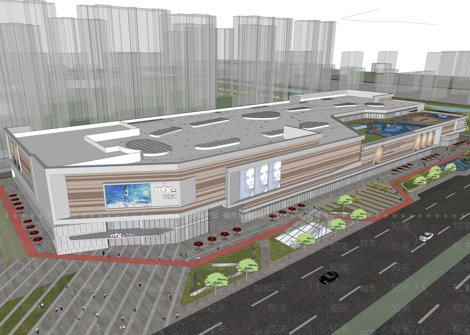 现代商场建筑SU模型下载【ID:1156206519】