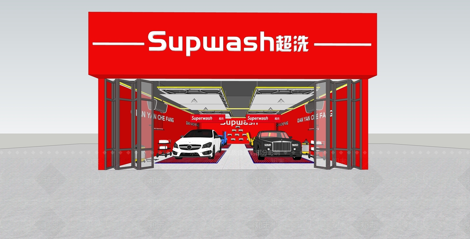 现代汽车贴膜店SU模型下载【ID:1156207258】