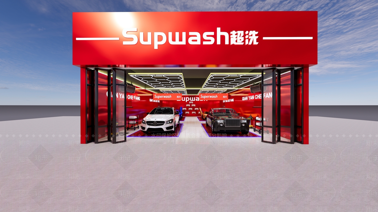 现代汽车贴膜店SU模型下载【ID:1156207258】