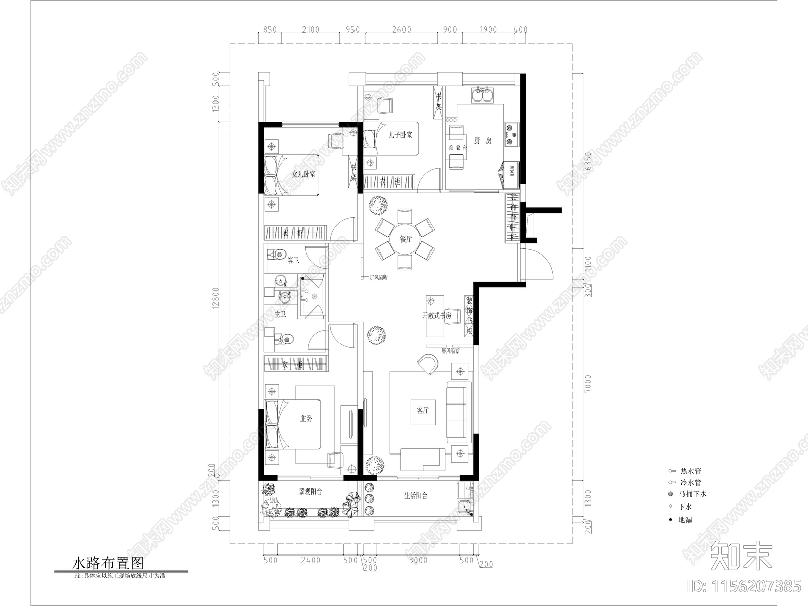 现代家装cad施工图下载【ID:1156207385】
