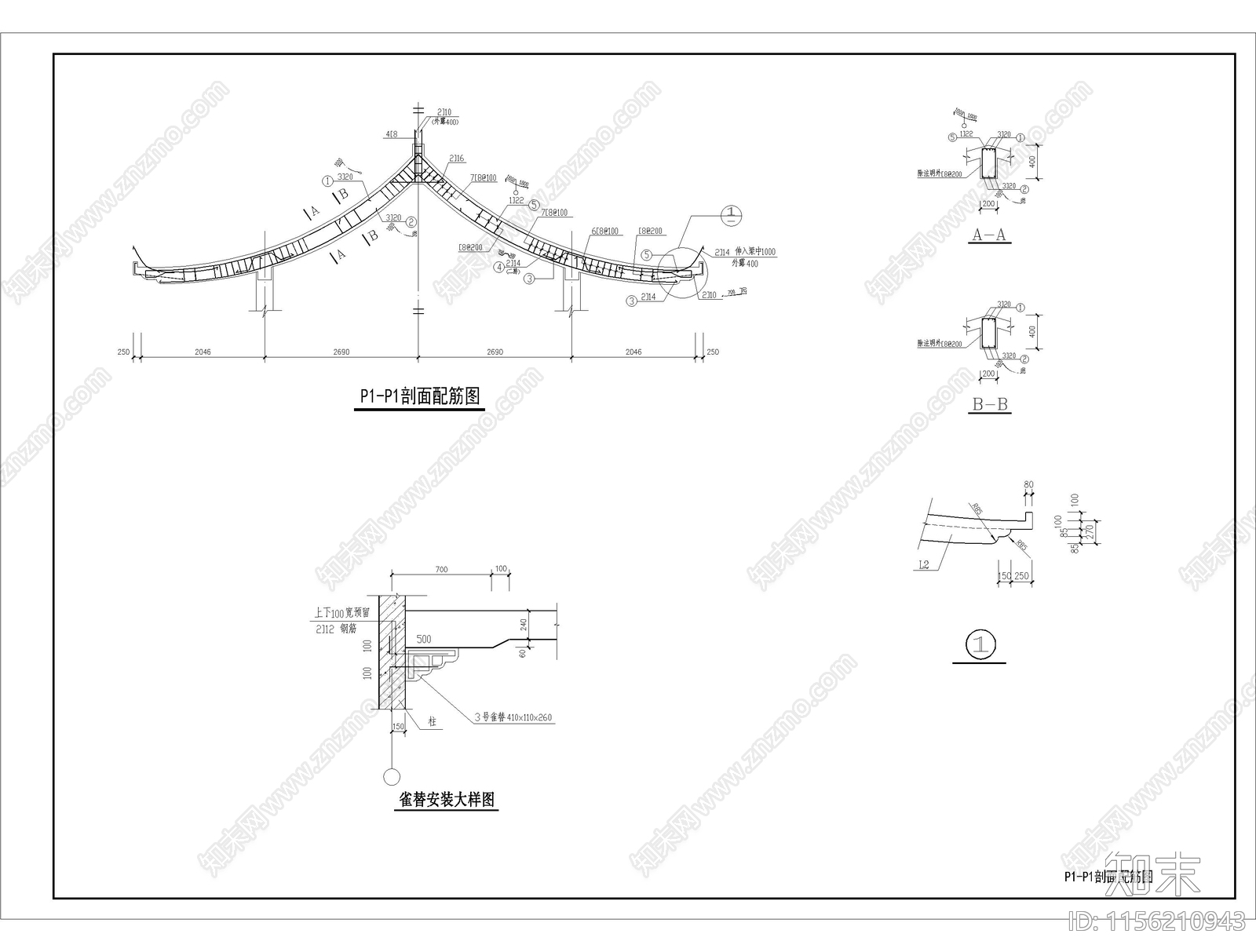 中式双层连廊观景台古建筑小品cad施工图下载【ID:1156210943】