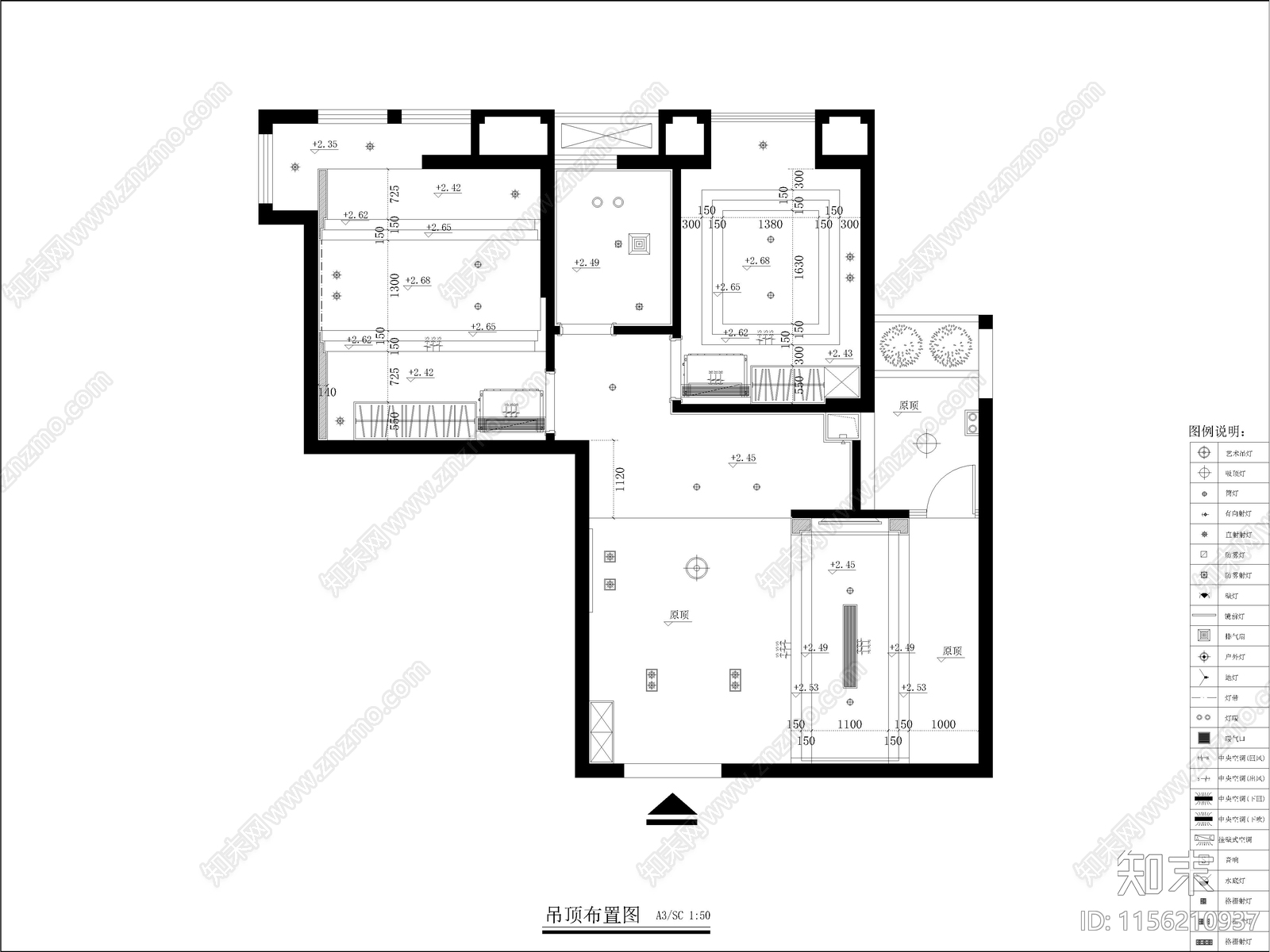 现代家装样板间cad施工图下载【ID:1156210937】