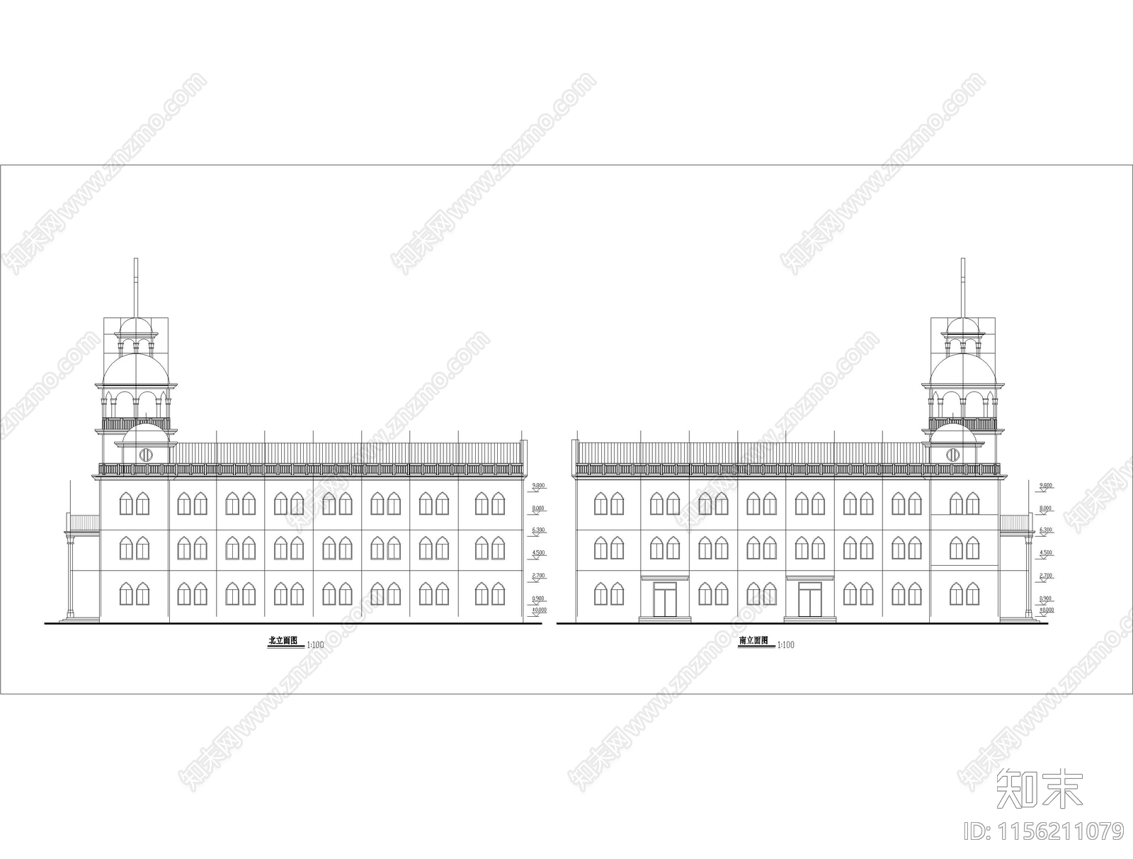 欧洲三层教堂建施工图下载【ID:1156211079】