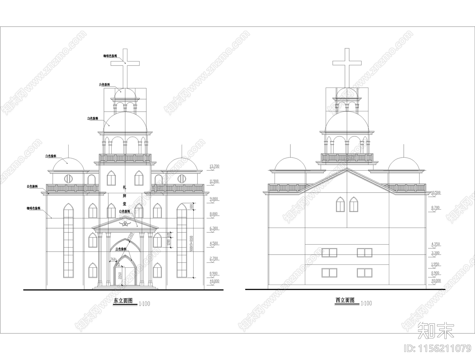 欧洲三层教堂建施工图下载【ID:1156211079】