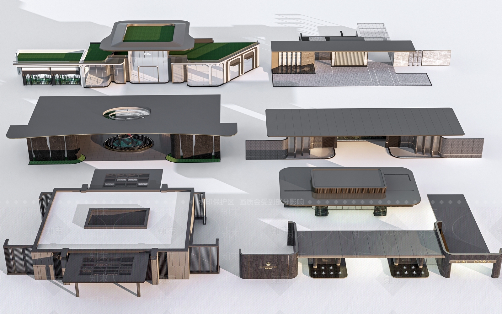 现代小区大门SU模型下载【ID:1156214200】